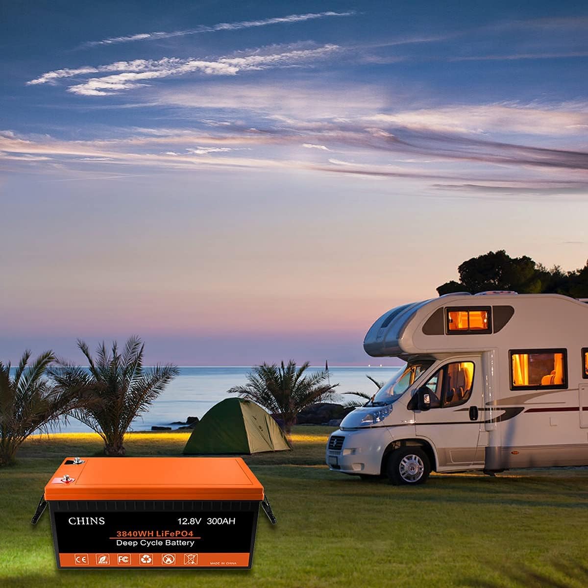 CHINS LiFePO4 Battery 24V 200Ah Lithium Battery - Built-in 200A BMS, 2000+ Cycles, Each battery Can Support 5120W Power Output, Perfect for RV, Home Storage and Off-Grid