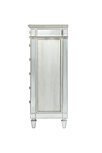 Knocbel Glam 6-Drawer Mirrored Storage Chest with Crystal Like Knobs and Tapered Legs, Living Room Bedroom Dresser Chest of Drawers, 44" L x 21" W x 56" H (Mirrored)