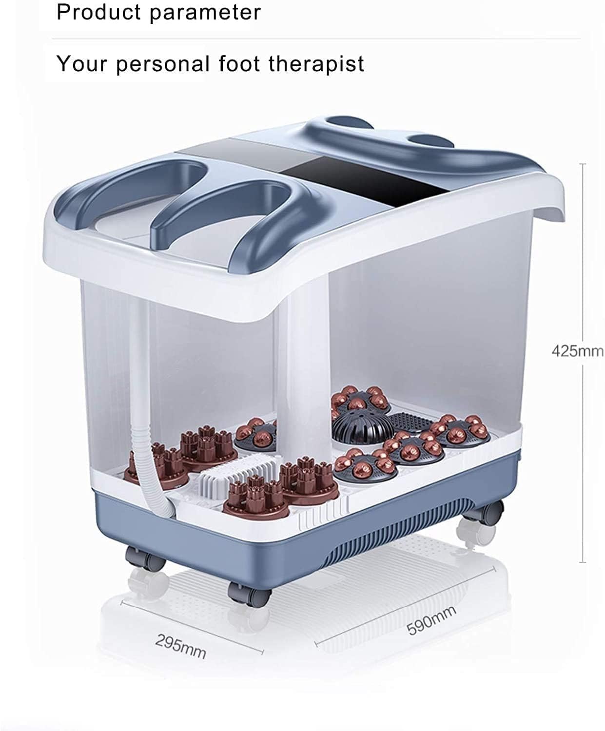 Foot Spa Bath Massager, Foot Spa Bath Massager with Heat, Bubble Jets and 6 Electric Long Massage Rollers, Pedicure Stone Soak Tub Home Bucket Heating Foot shiatsu-spa Machine Relax Foot Pressure