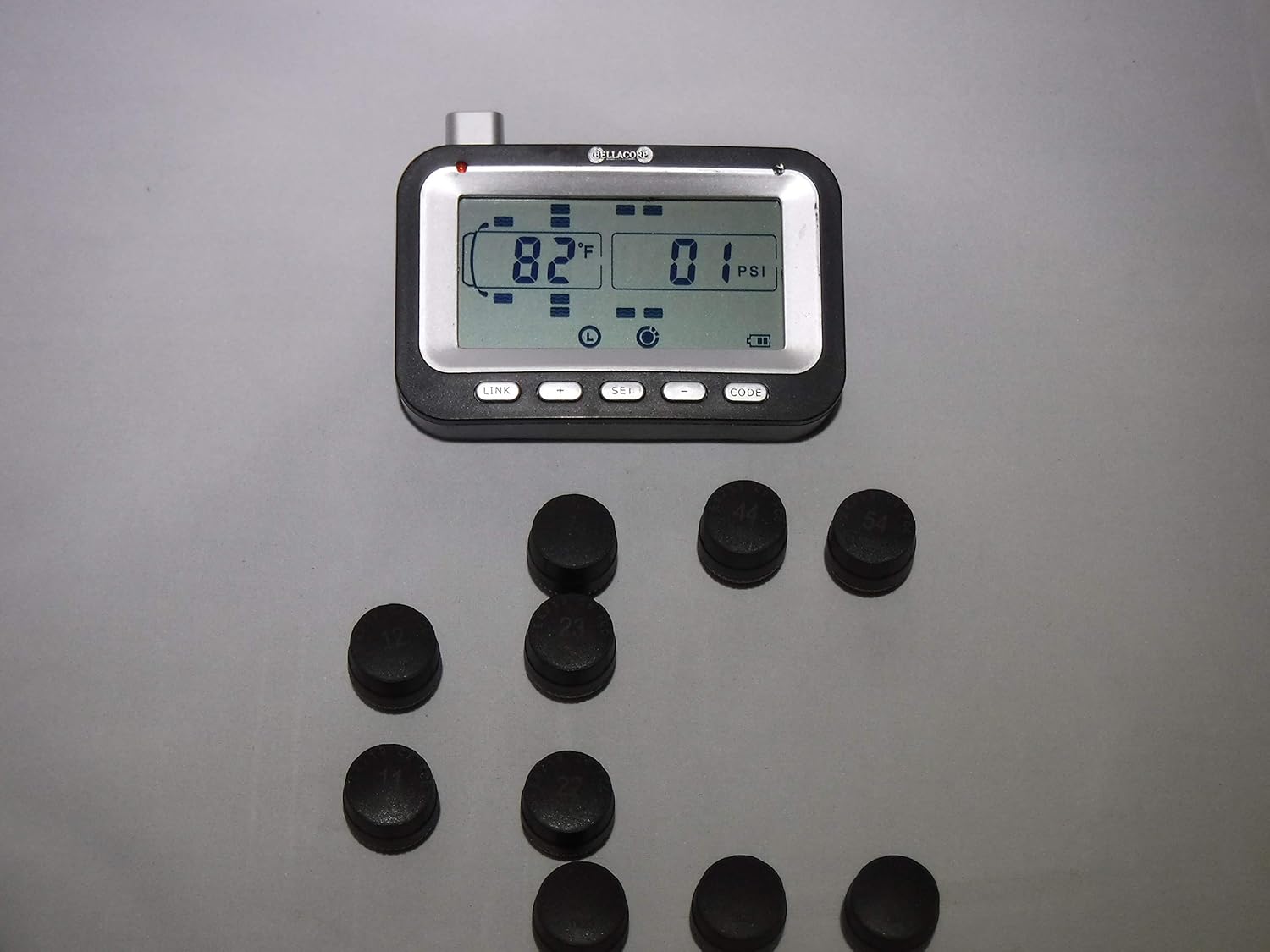 BELLACORP Tire Pressure Monitoring System TPMS (4) Sensors (Including Free $50.00 Repeater) for Fifth Wheel, Trailer, Camper, Car, Truck, 4x4, or RV,