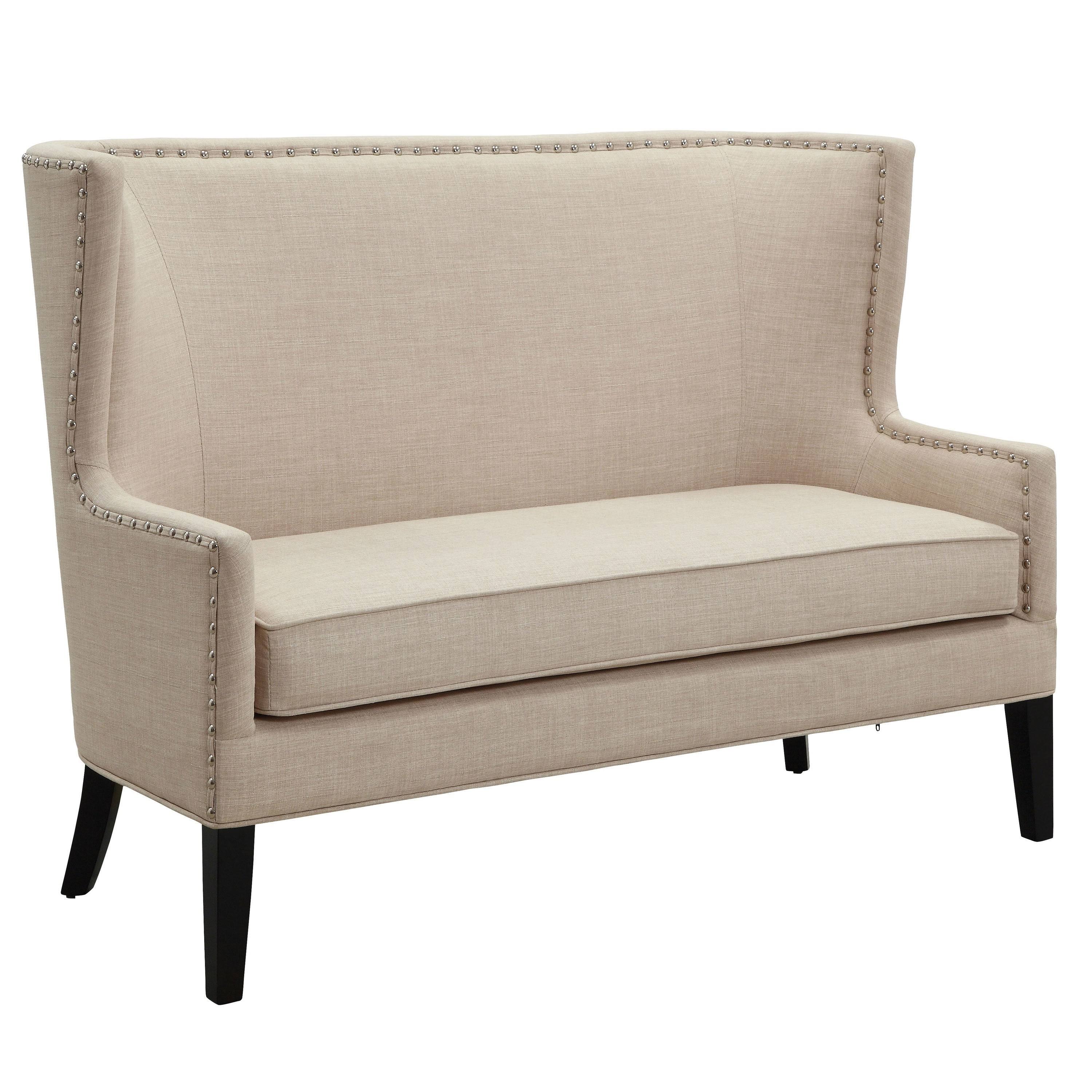 Furniture of America Fabric Wingback Loveseat with Nailhead Accents