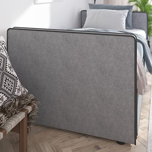 DG Casa Caden Twin Size Platform Bed Frame with 2 Storage Drawers Underneath - Upholstered in Gray Fabric - Ideal as Sofa Bed or Twin Daybed, Box Spring Not Required