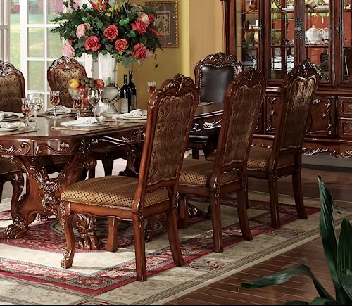 Kitchen Furniture Set 9pc Formal Dining Table Set Include 1 Dining Table, 6 Side Chairs and 2 Arm Chairs, 8-Person Solid Wood Extendable Dining Set (Cherry B)
