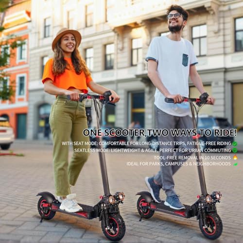 1200W Electric Scooter for Adults with Seat - Adults Electric Scooters 11" Offroad Escooter 34MPH Speed, 31-35 Miles Long Range Fast ElectricScooter for Commuting,48V 18Ah Folding E Scooter