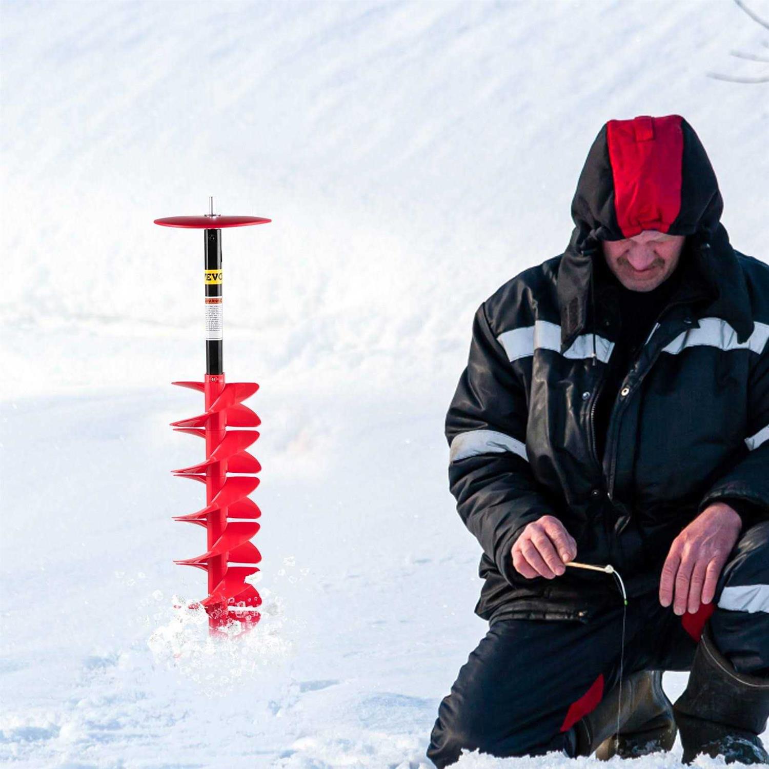 VEVOR Ice Drill Auger Nylon Ice Auger Bit 8”x39” Drill Adapter Ice Fishing Red BZHSNLYC39348TWTLV0