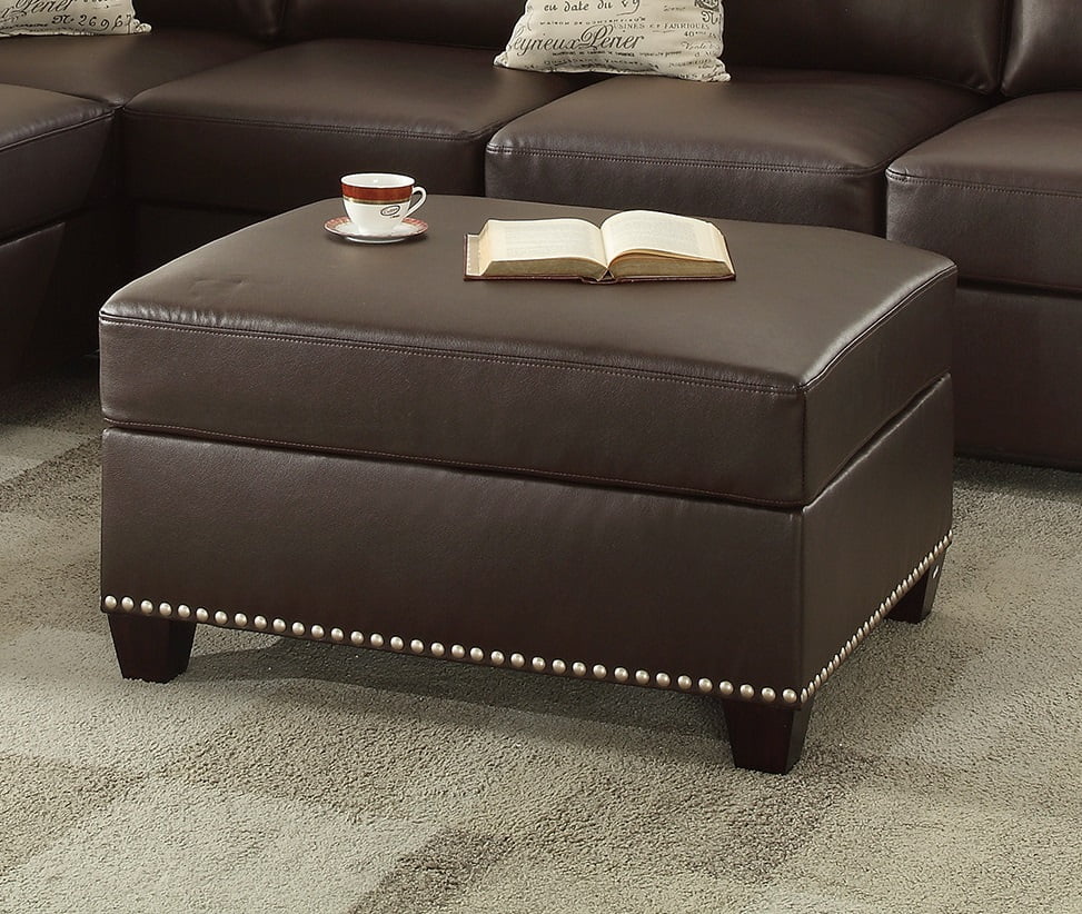 Living Room Furniture Modern Contemporary Espresso Faux Leather Sectional Sofa 3pcs Sectional Sofa Set Couch Cushion Pillows
