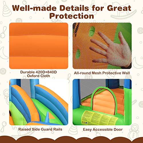 HONEY JOY Inflatable Water Slide, 7 in 1 Giant Water Park Bounce House for Outdoor Backyard, Splash Pool, Water Cannons & Climbing Walls, Blow up Water Slides Inflatables for Kids and Adults