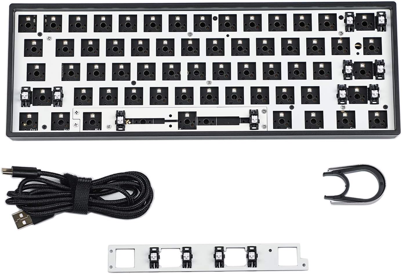 GH60 GK61 RGB Hot Swap Independent Driver Tyce-C ANSI Mechanical Keyboard DIY kit Plastic Case CNC Aluminum Case Plate PCB (Plastic White GK61X Wired)
