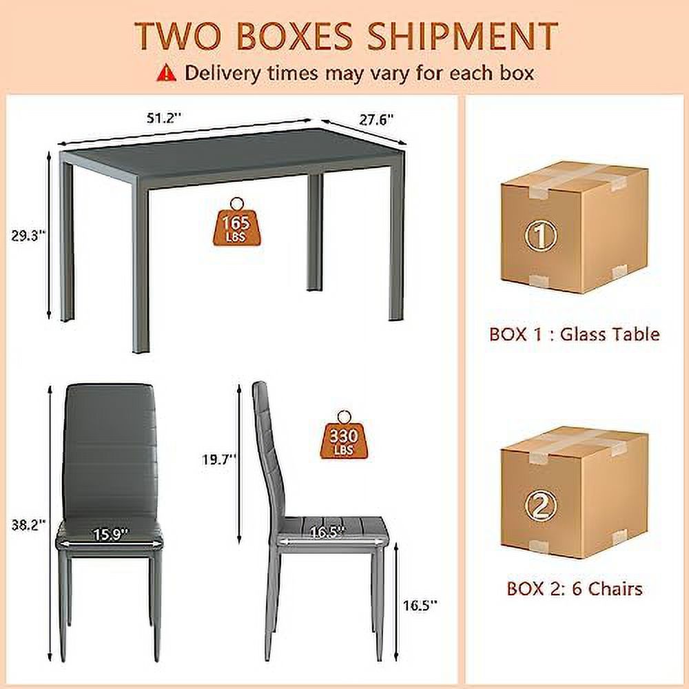 TJUNBOLIFE Dining Table Sets for 4  5 Piece Faux Marble Kitchen Table and Chairs Set for 4 Person  47" Modern Dining Table and PU Leather Chairs Modern Dining Room Sets for Small Dine
