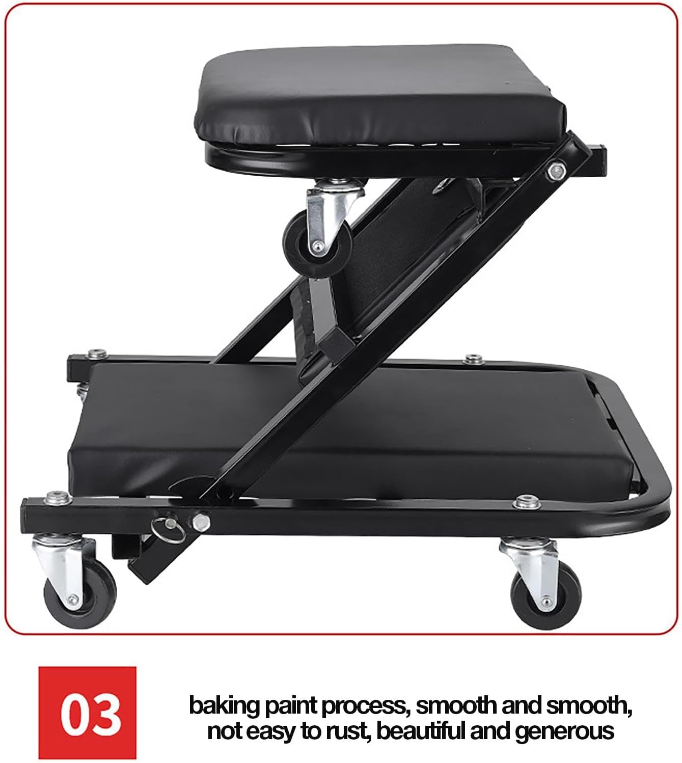 Foldable Z Creeper, 2-in-1 Rolling Folding Car Creeper & Seat, 36 Inches Adjustable Roller Garage Chair Lay Down or Sit, Seamless Steering Under Car Roller Creeper with 6 Swivel Casters