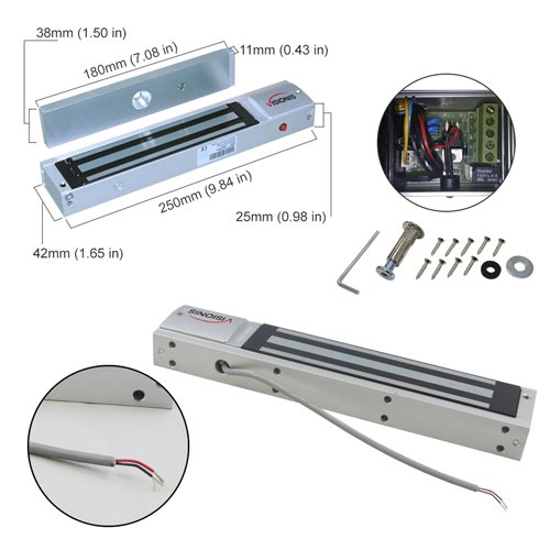 Visionis FPC-5355 One Door Access Control Outswinging Door 600lbs Electromagnetic Lock kit with Wireless Receiver Remote and PIR Kit