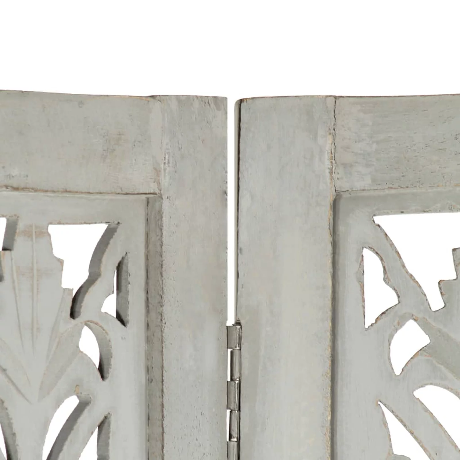 Dcenta Hand Carved 5-Panel Room Divider Wooden Room Partition Panel Mango Wood Folding Screen Gray for Bedroom, Bathroom, Living Room, Kitchen, Home Furniture 78.7in x 65in (W x H)