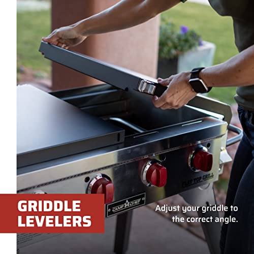 Camp Chef Portable Flat Top Grill 600 - Portable Outdoor Gas Grill with Griddle Grease Drain & Pre-Seasoned Surface - 604 Sq In Cooking Area - Black