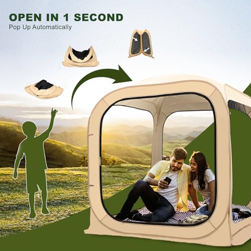 DoCred Sports Tent, Screen House Tent Instant Pop-Up Tent Shelter, Outdoor Screen Room Clear Tent Bubble Tent for Watching Sports Events, Camping, Fishing, Cheering