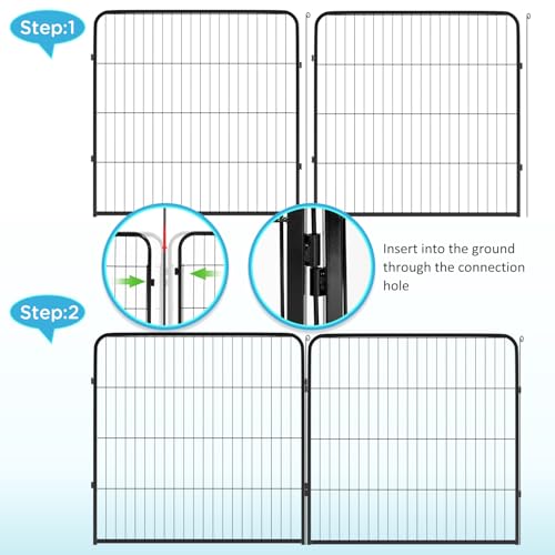 BestPet Dog Playpen Indoor 40 inch 16 Panels Metal Dog Pen Pet Dog Fence Outdoor Exercise Pen with Doors,Pet Puppy Playpen for RV Camping Yard, Black