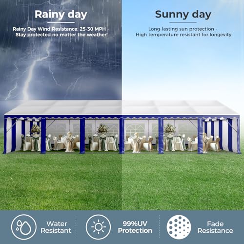 GREEN PARTY 20x40FT Party Tent Heavy Duty, Large Wedding Event Shelters with 7 Carry Bags & Removable Sidewalls, Outdoor Canopy Gazebo Commercial Tents for Parties Carport Camping Garden Patio
