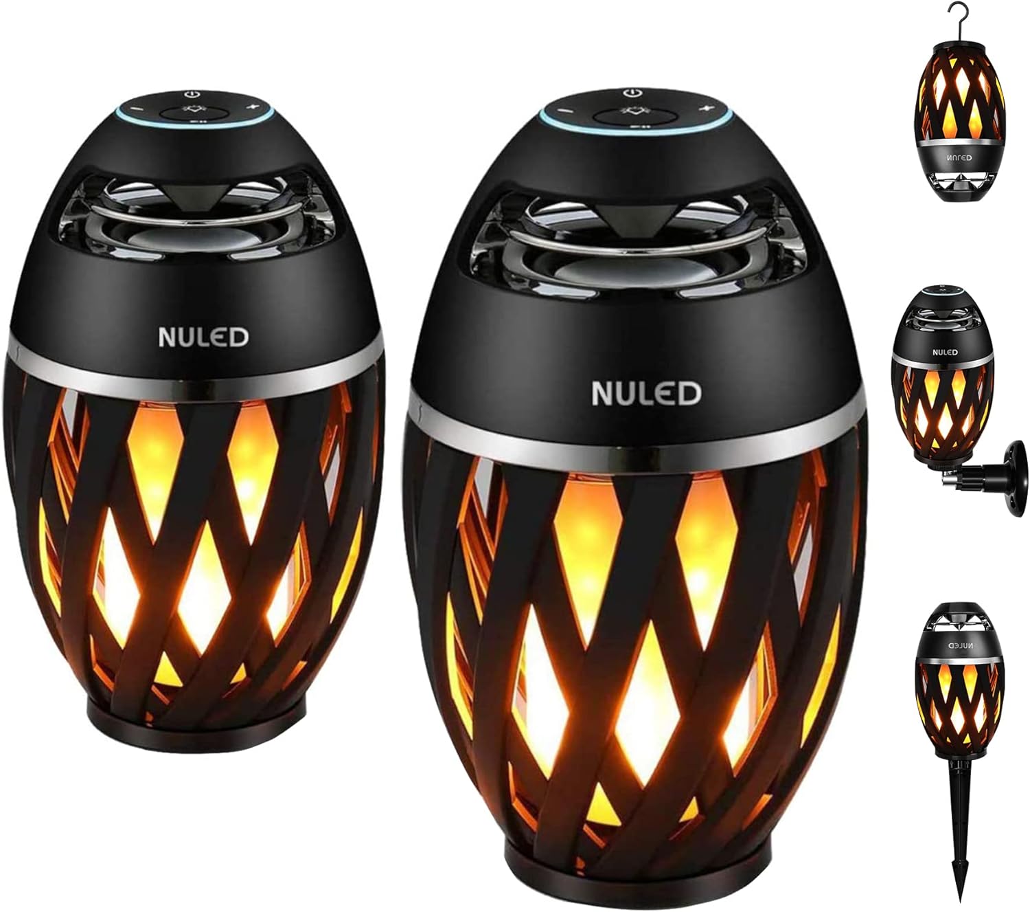 Outdoor Bluetooth Speakers,LED Flame Speakers Tiki Torch Atmosphere Lantern,Outdoor Speakers Bluetooth Waterproof Wireless Portable Speakers w. TWS Sound/15H Playtime for Camping/Patio/Yard,2 Pack
