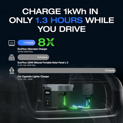 EF EcoFlow 800W Alternator Charger with Delta 2 Max Portable Power Station