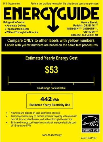 GE Energy Star Top-freezer Refrigerator Black | 17.5 Cu. ft.