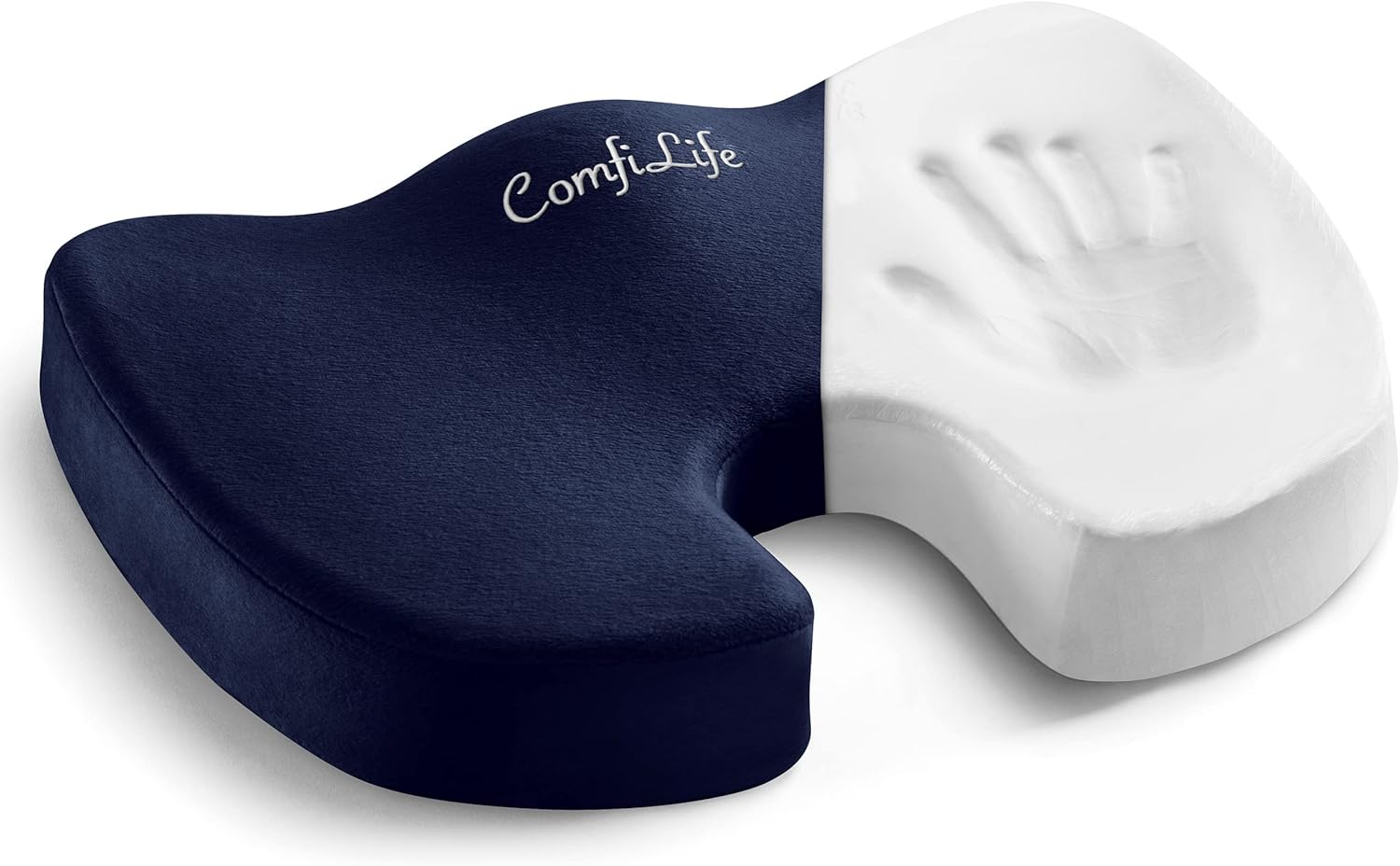 ComfiLife Premium Comfort Seat Cushion - Non-Slip Orthopedic 100% Memory Foam Coccyx Cushion for Tailbone Pain - Cushion for Office Chair Car Seat - Back Pain & Sciatica Relief