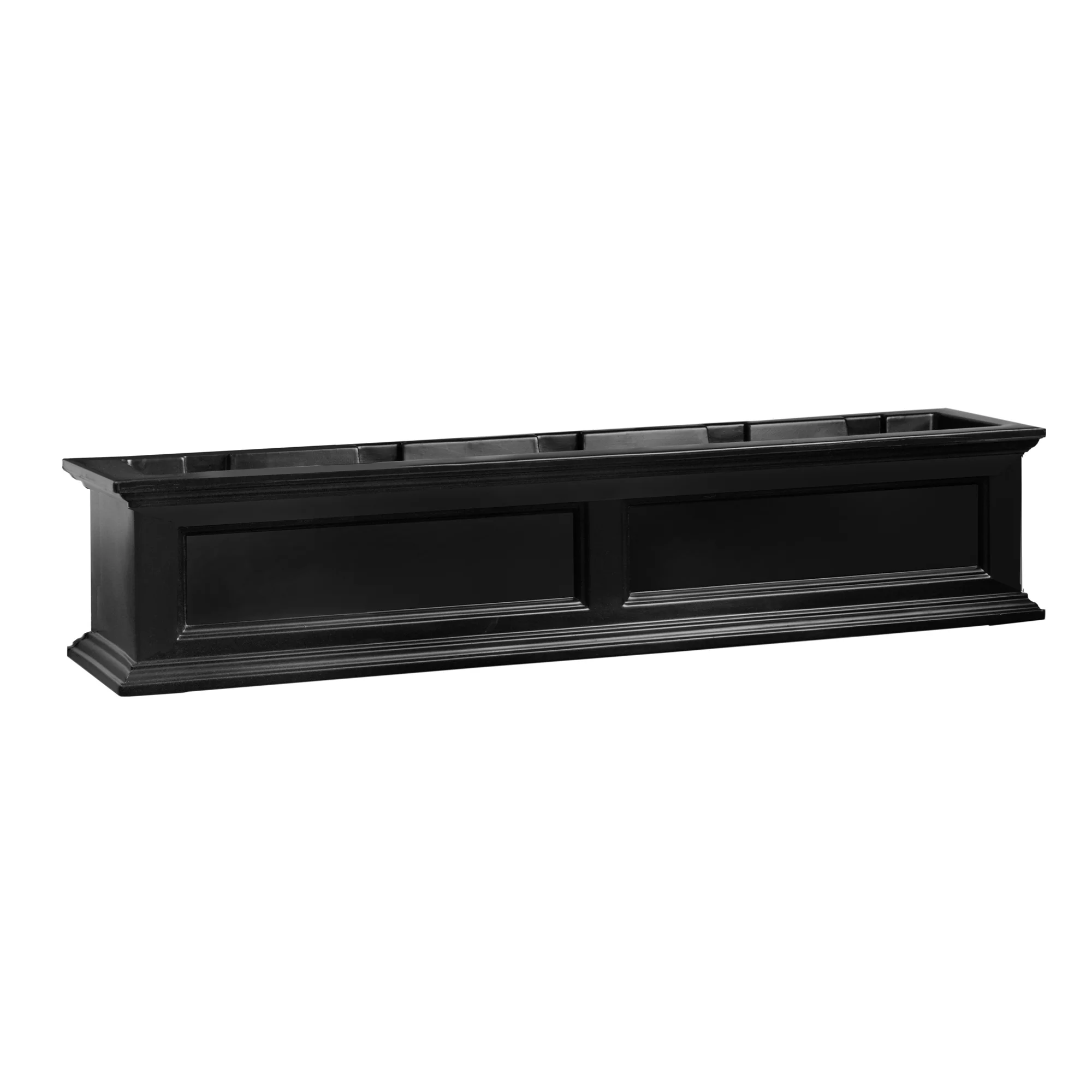 Mayne Fairfield 60" x 11" x 10.8" Rectangle Black Self-Watering Polyethylene Window Box Planter