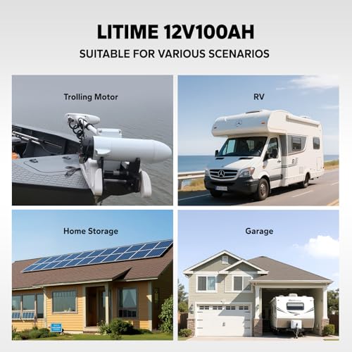 LiTime 12V 100Ah LiFePO4 Battery BCI Group 31 Lithium Battery Built-in 100A BMS, Up to 15000 Deep Cycles, Perfect for RV, Marine, Home Energy Storage