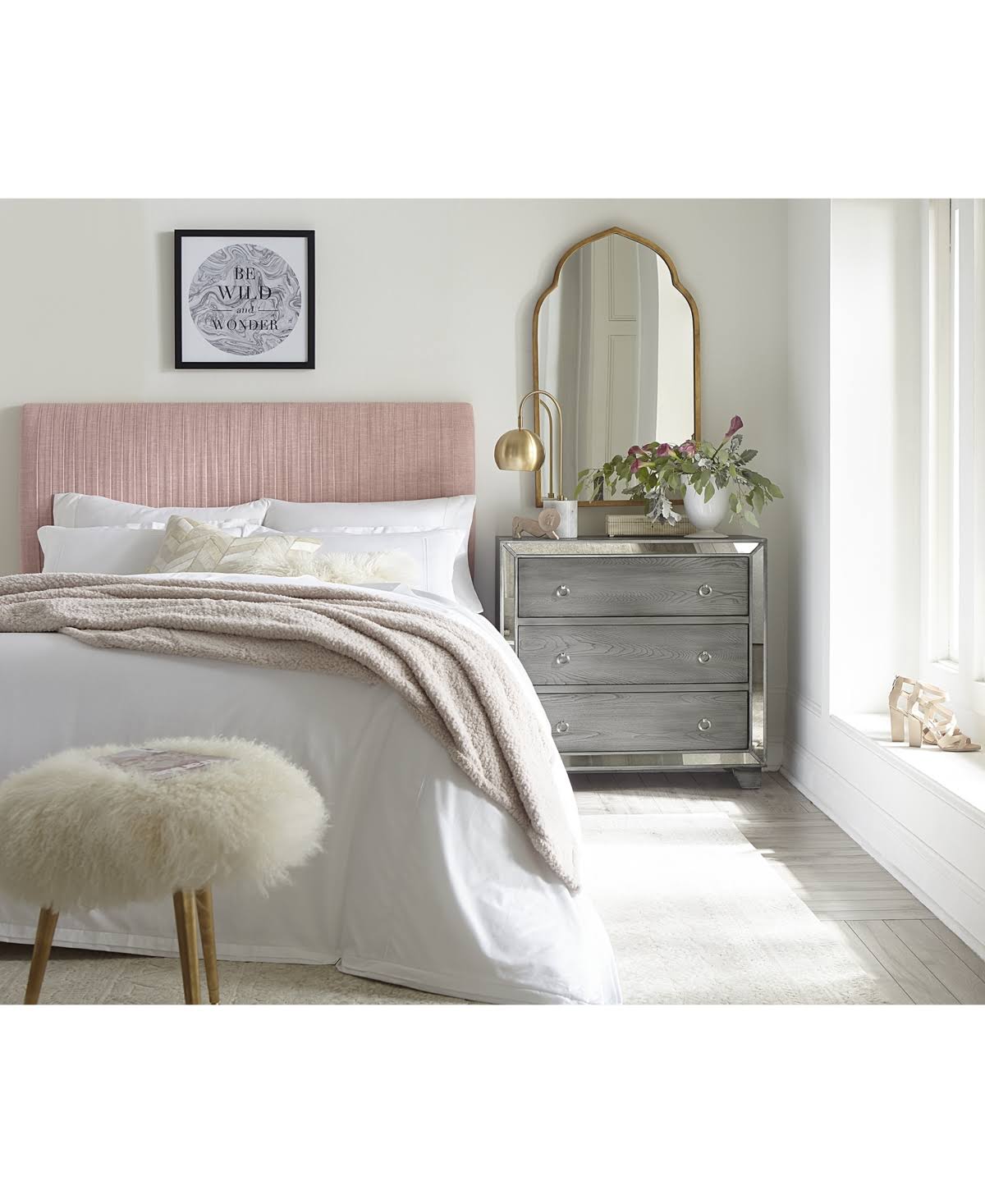 Layla California King Pleated Headboard, Quick Ship - Gray