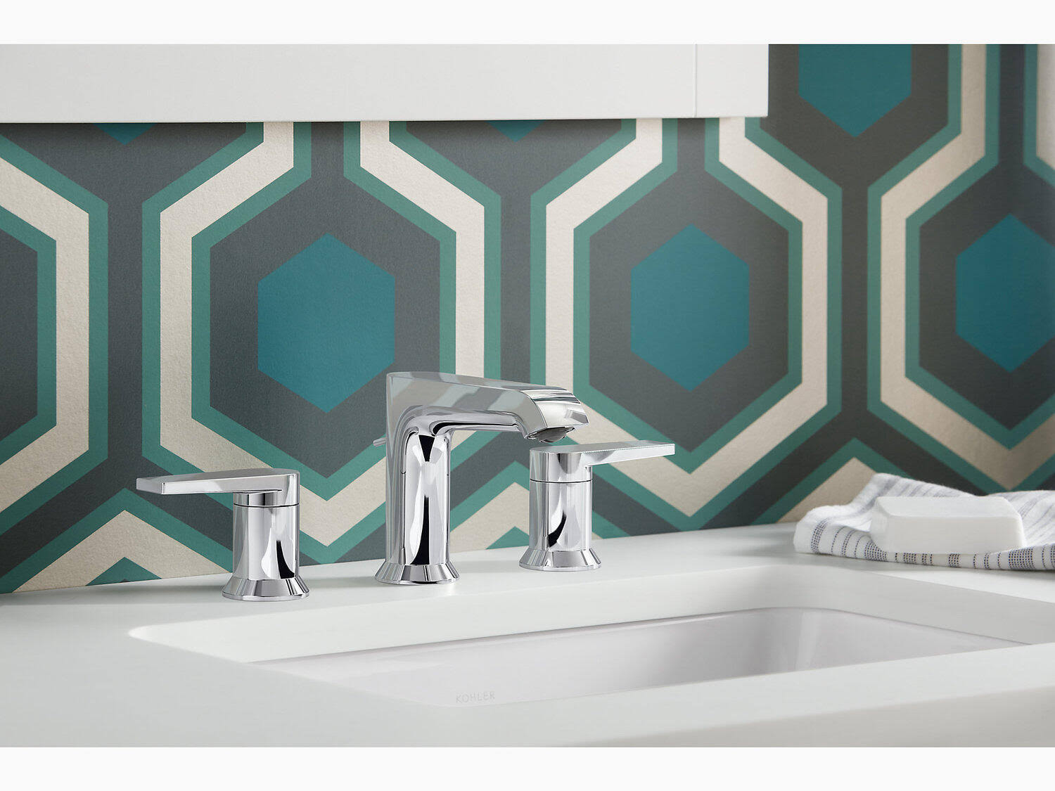 Kohler K-97093-4 Hint Widespread Bathroom Sink Faucet Vibrant Brushed Nickel