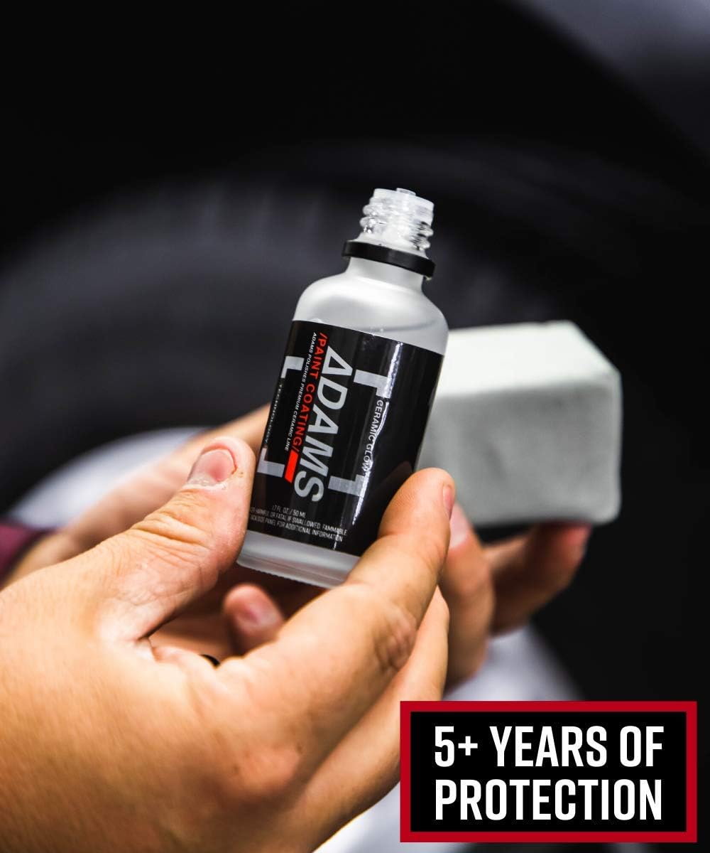 Adam's UV Paint Ceramic Coating Complete Kit - 9H Ceramic Coating Kit W/UV Flashlight | 5+ Years of Protection | Apply After Car Wash Clay Bar Car Polisher | Car Detailing Kit Boat RV Motorcycle