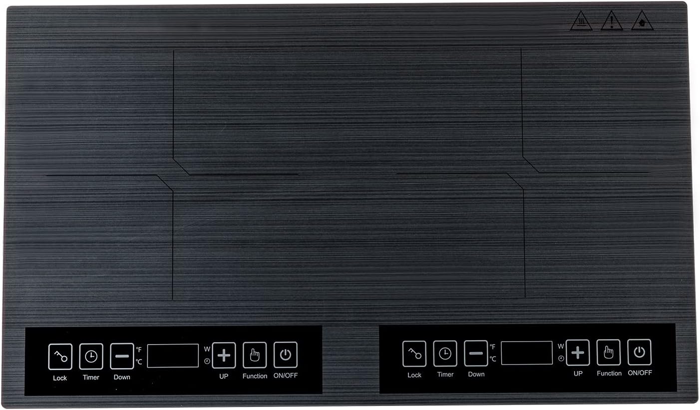 Double Induction Cooktop 24 In Portable Electric Cooktop 2 Burner 2KW Dual Induction Cooker with LED Touch Screen & 9 Temperature Fast Heating Induction Burner for Kitchen Home Use | US STOCK