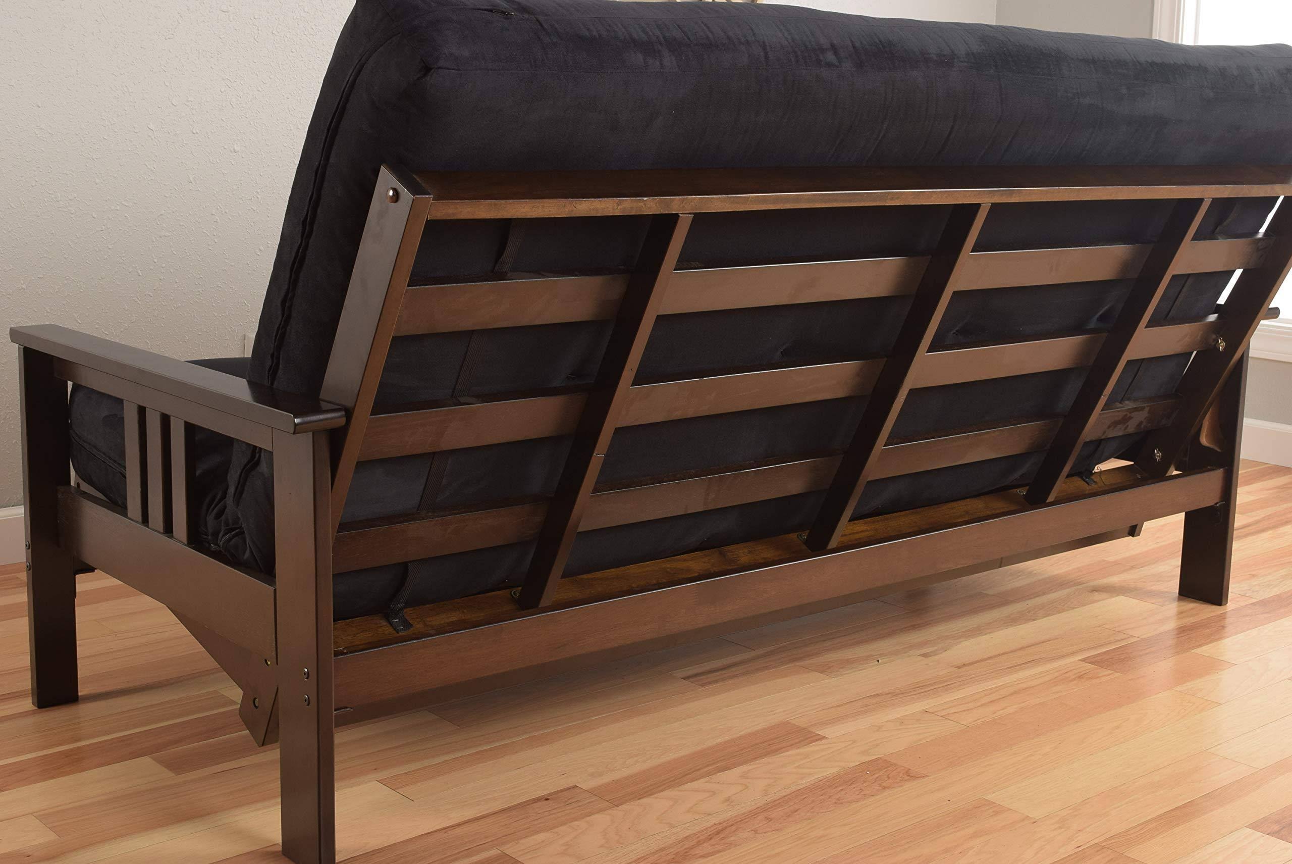 Kodiak Monterey Espresso Finish Full Futon with Linen Charcoal Mattress u0026 Storage Drawers