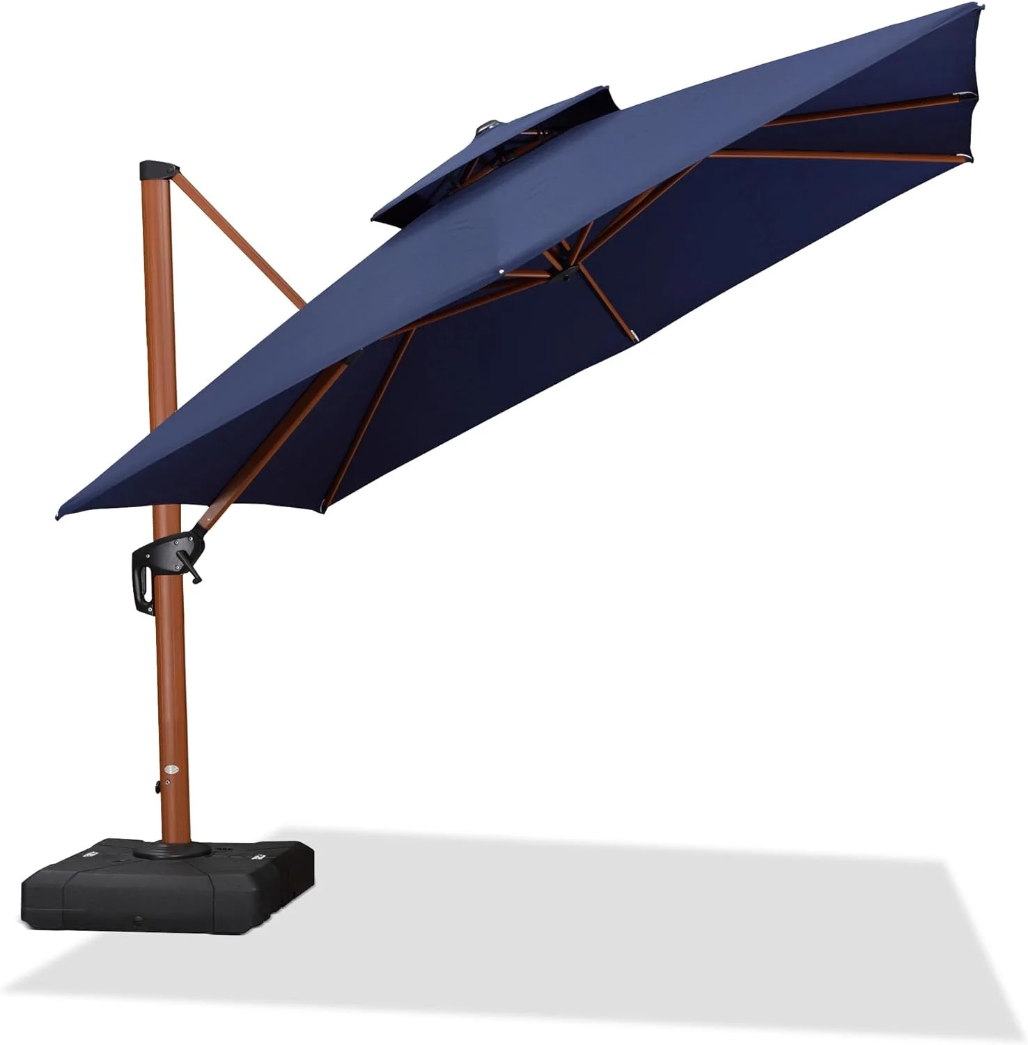PURPLE LEAF 10ft Patio Umbrella Outdoor Square Umbrella Large Cantilever Umbrella Windproof Offset Umbrella Heavy Duty Sun Umbrella for Garden Deck Pool Patio, Navy Blue