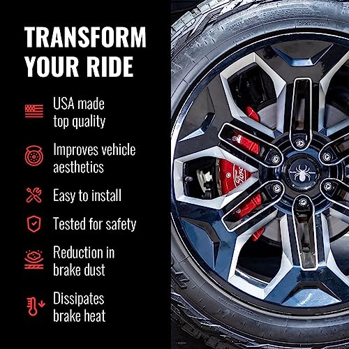 MGP Brake Caliper Covers for Dodge Durango 2011-2022 with Red Powder Coated Finish Engraved Silver RT1 Logo, Aluminum Front and Rear Caliper Cover (Set of 4)