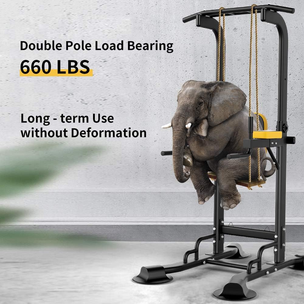 Ainfox Power Tower, Pull Up Bar Tower Dip Stands for Home Gym Strength Training Workout Equipment