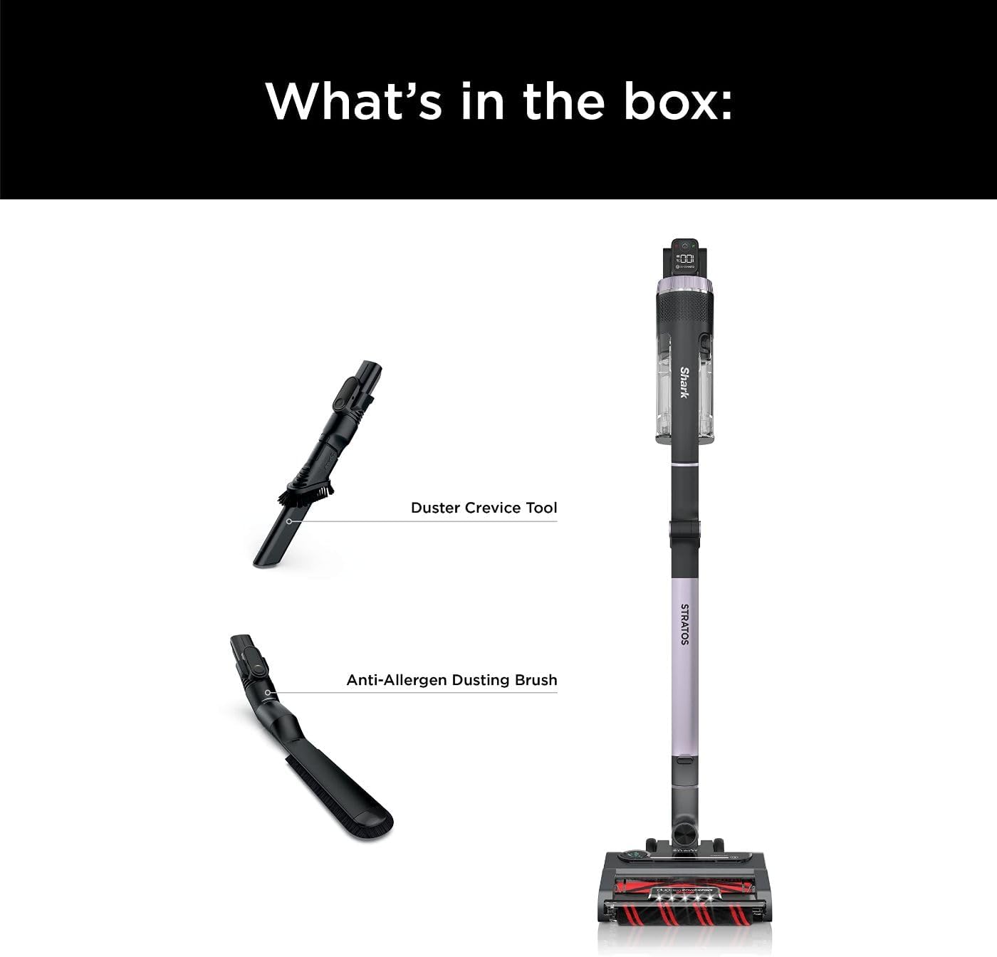Shark IZ862H Stratos Cordless Vacuum with Clean Sense IQ and Odor Neutralizer, DuoClean PowerFins HairPro, Includes Duster Crevice Tool & Anti-Allergen Brush, Up to 60 Minute Runtime, Ash Purple