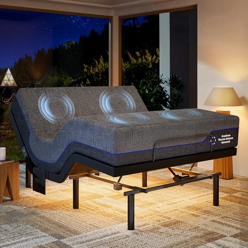Marsail NS0 Adjustable Base with Mattress Set, Queen Adjustable Bed Frame + 10-inch Cooling Gel Memory Foam Mattress, Dual Motor Bed Frame with Wireless Remote, CertiPUR-US Certified