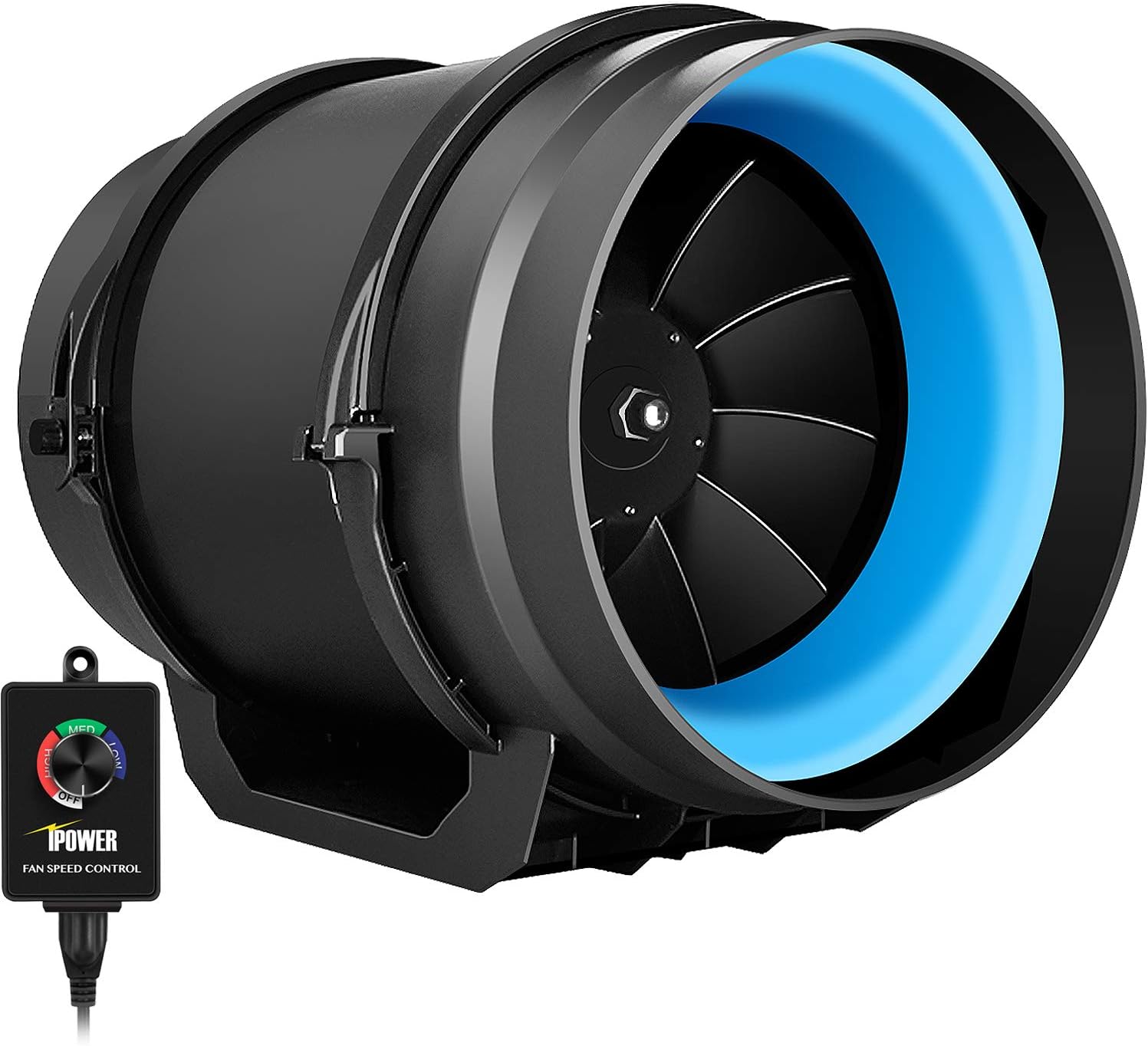iPower 8 Inch 500 CFM Inline Fan with Speed Controller Air Carbon Filter 25 Feet Ducting and Temperature Humidity Monitor for Grow Tent Ventilation, Black