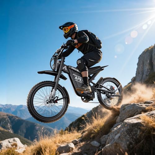 Electric-Dirt-Bike for Adults with Peak-3000W Brushless Motor and 48V 30AH Battery Max 40MPH and 80Miles, Adult Electric-Mountain-E-Bike Motorcycle with Fat Tire for Snow, Sand and Commuting