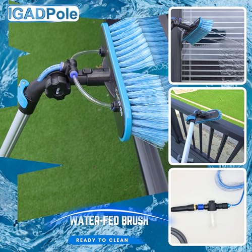 IGADPole 17 FT (5m) Window Cleaning Kit, Window Washing Cleaner Equipment Kit – Squeegee, Scrubber, Soap Despencer & Water Brush Cleaner Tool with Extension Pole for Household & Outdoor