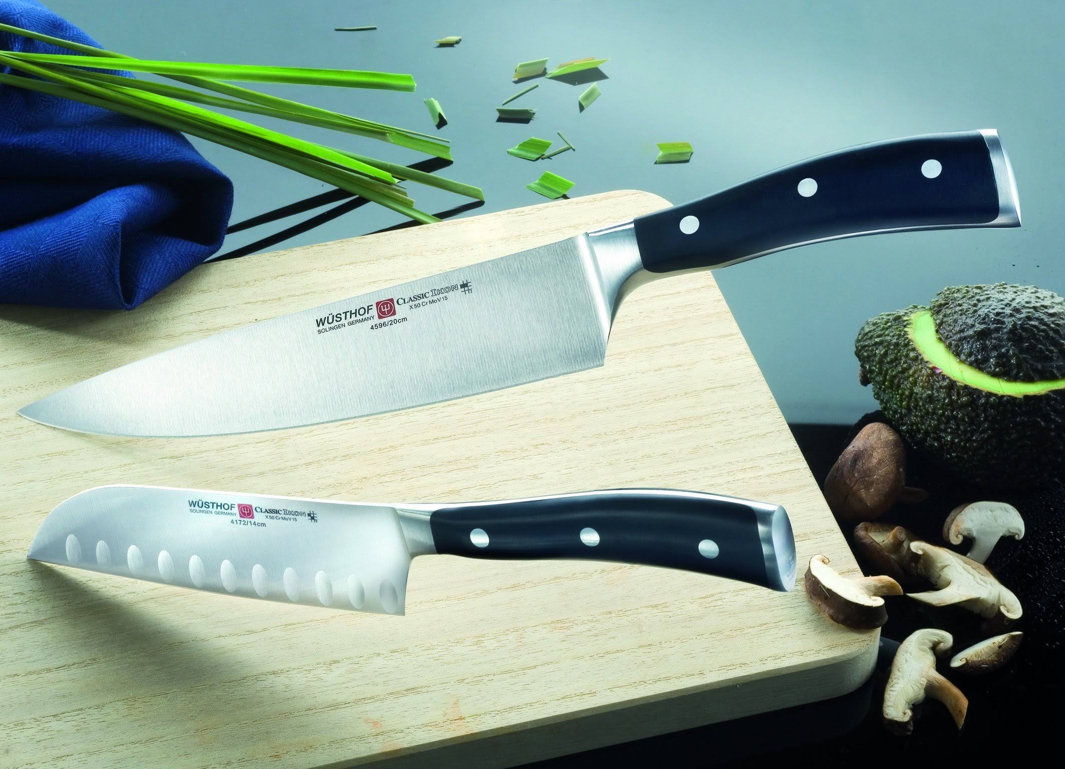Wusthof WU4176 Classic Ikon 7-Inch Santoku Hollow Edge Black