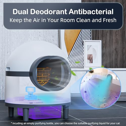 Self Cleaning Cat Litter Box, Automatic Cat Litter Box Self Cleaning, Double Odor Removal & Safety Protection Cat Litter Box Automatic Cleaning with Liner - 2024 New Version