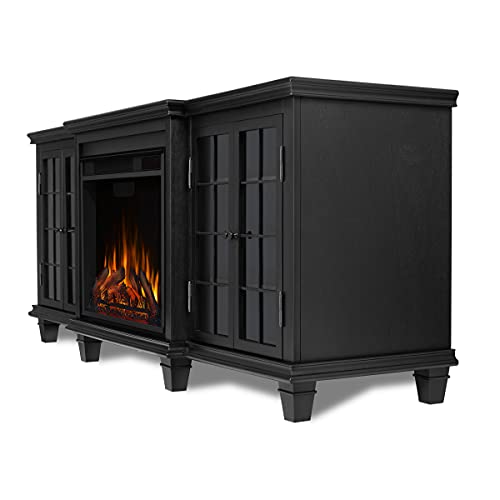 Real Flame Marlowe 70” Electric Fireplace TV Stand for TVs up to 70 inches, Entertainment center with adjustable shelves and storage, TV Stand for Living Room and Bedroom, Remote control, White