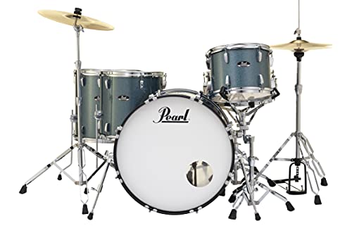 Pearl Roadshow Drum Set 4-Piece Complete Kit with Cymbals and Stands, Charcoal Metallic (RS584C/C706)