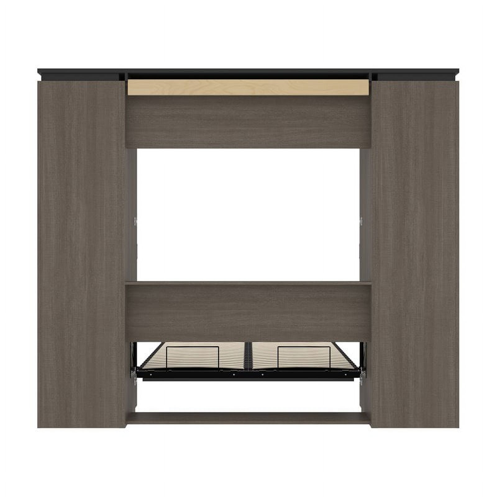 Atlin Designs 98" Full Murphy Bed and 2 Bookcases with Drawers in Bark Gray