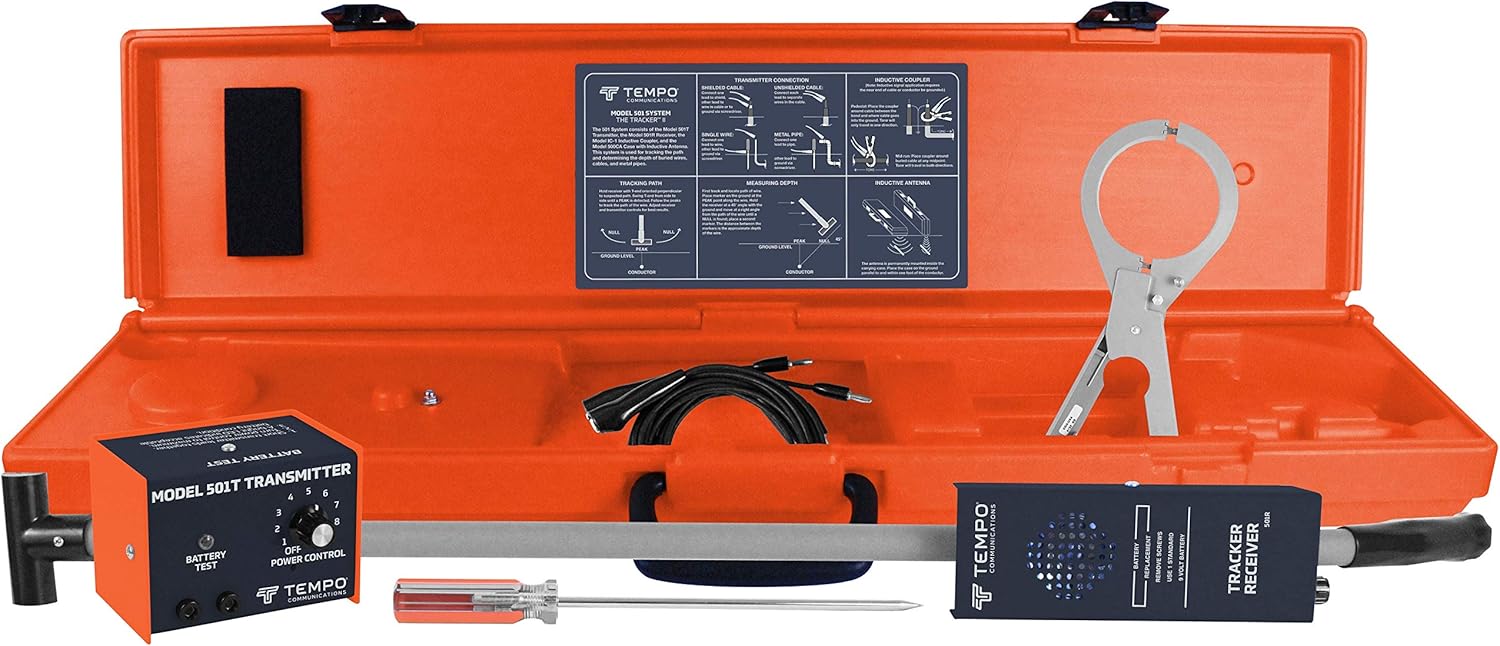 Tempo Communications 501 Tracker II Underground Cable Locator - Locate Underground Wires, Cables, Pipes & Conduit (Latest Model)