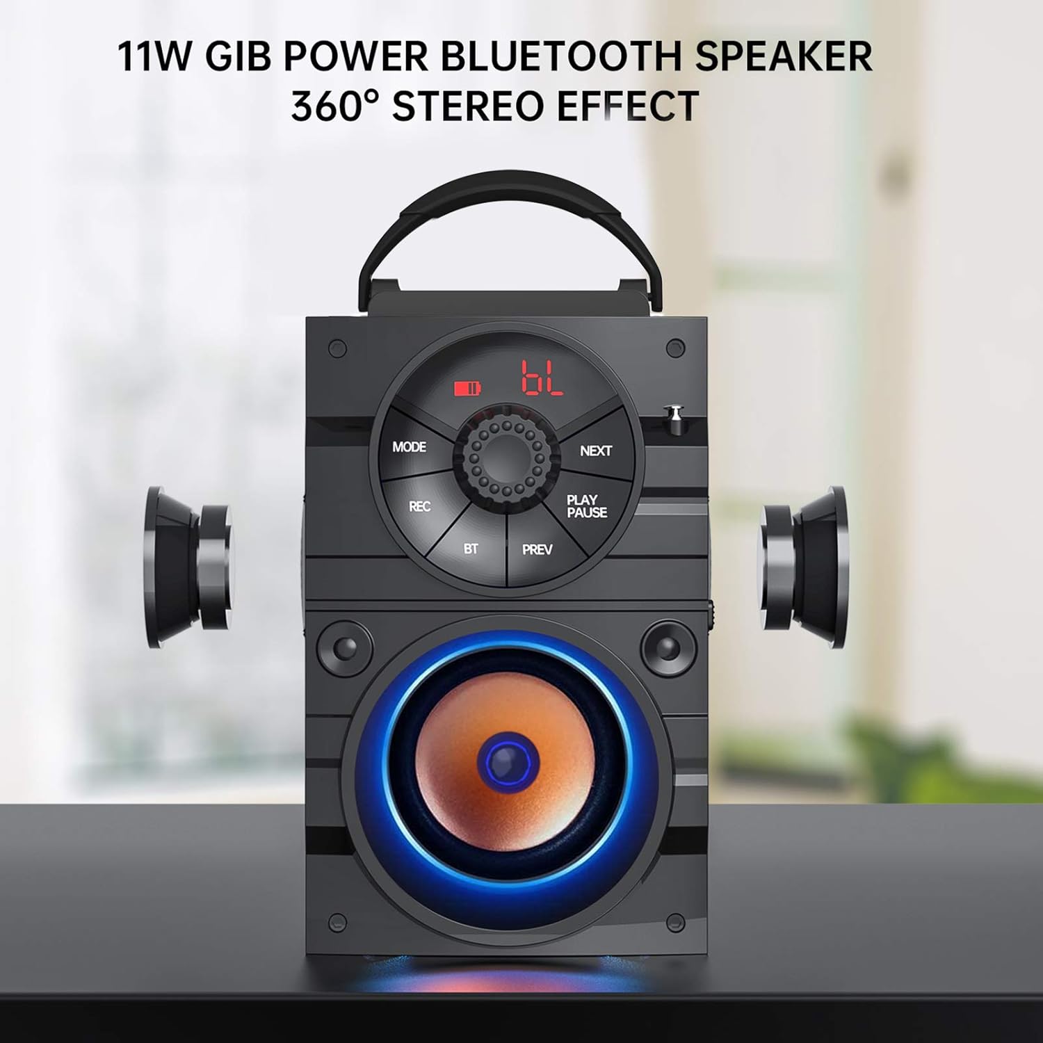 Portable Bluetooth Speakers with Light, Wireless Big Speakers with Subwoofer, FM Radio, LED Lights, EQ, Booming Bass, Bluetooth 4.2 Stereo Loud Outdoor/Indoor Party Speakers for Home, Camping, Travel