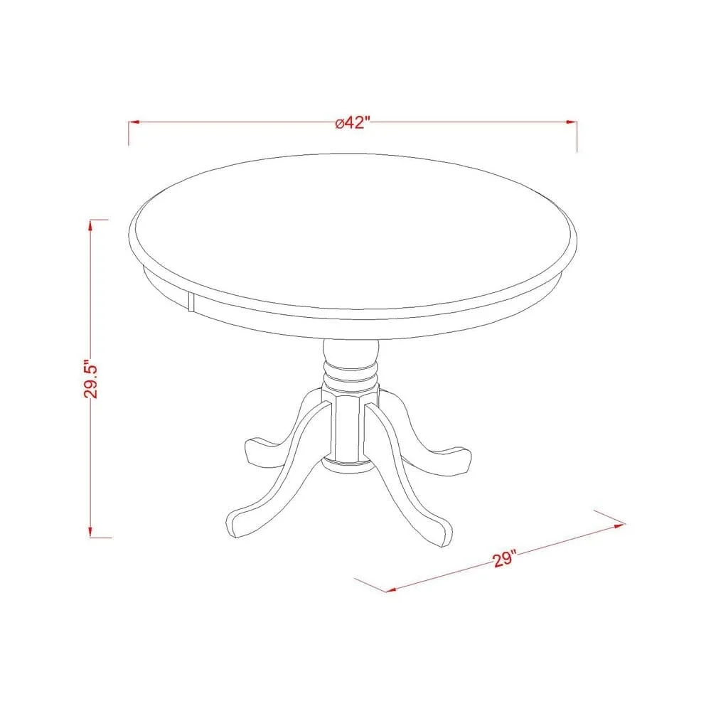 East West Furniture Eden Wood Dining Table with Pedestal Legs in Black