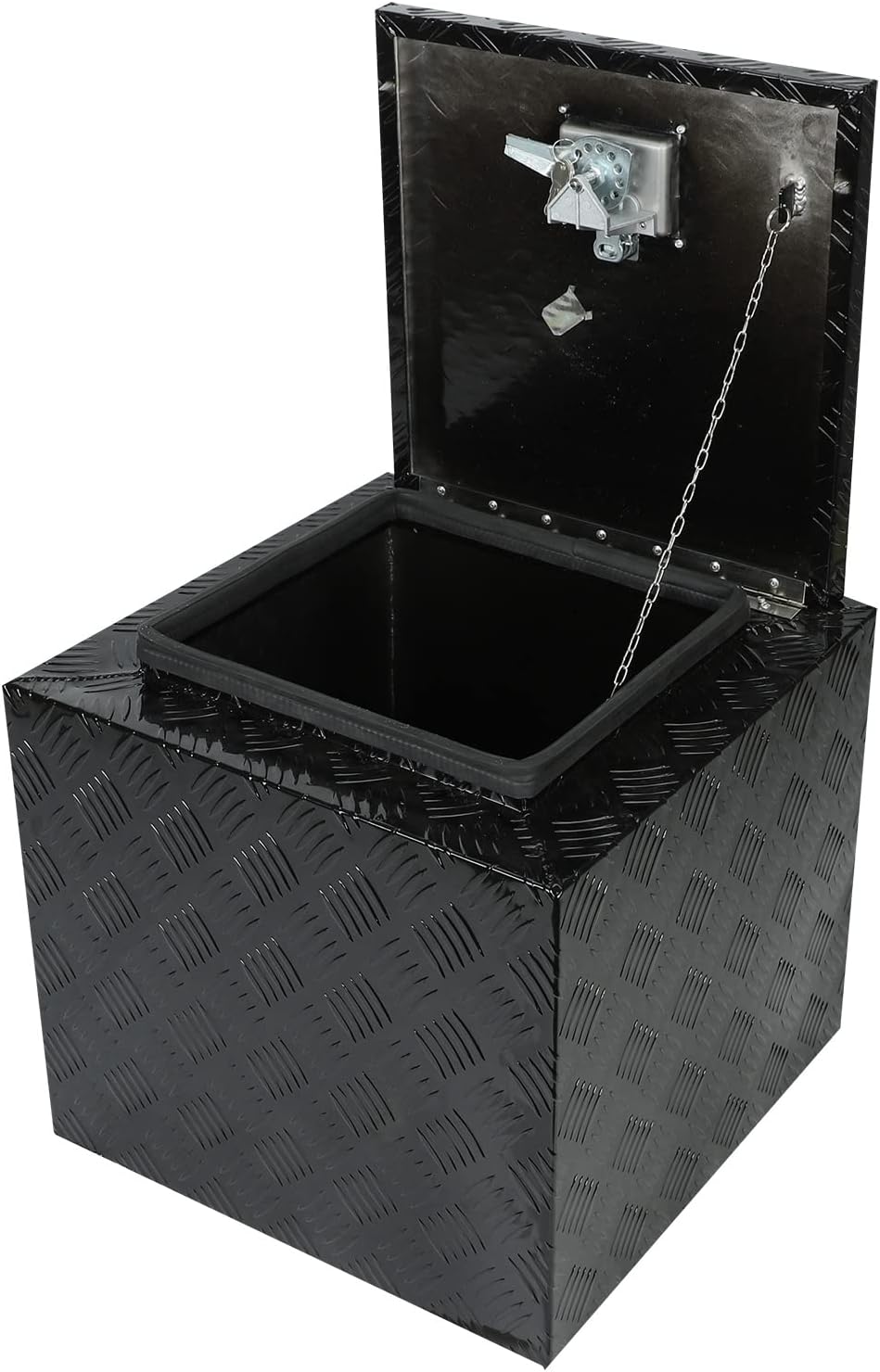 18X17X17.75 Black Aluminum 5 Bar Tread Tool Box Truck Car Outdoor Trailer Pickup Underbody Toolbox,RV Storage Organizer，Underbed Tools Organizer W/Lock Latch w/Keys