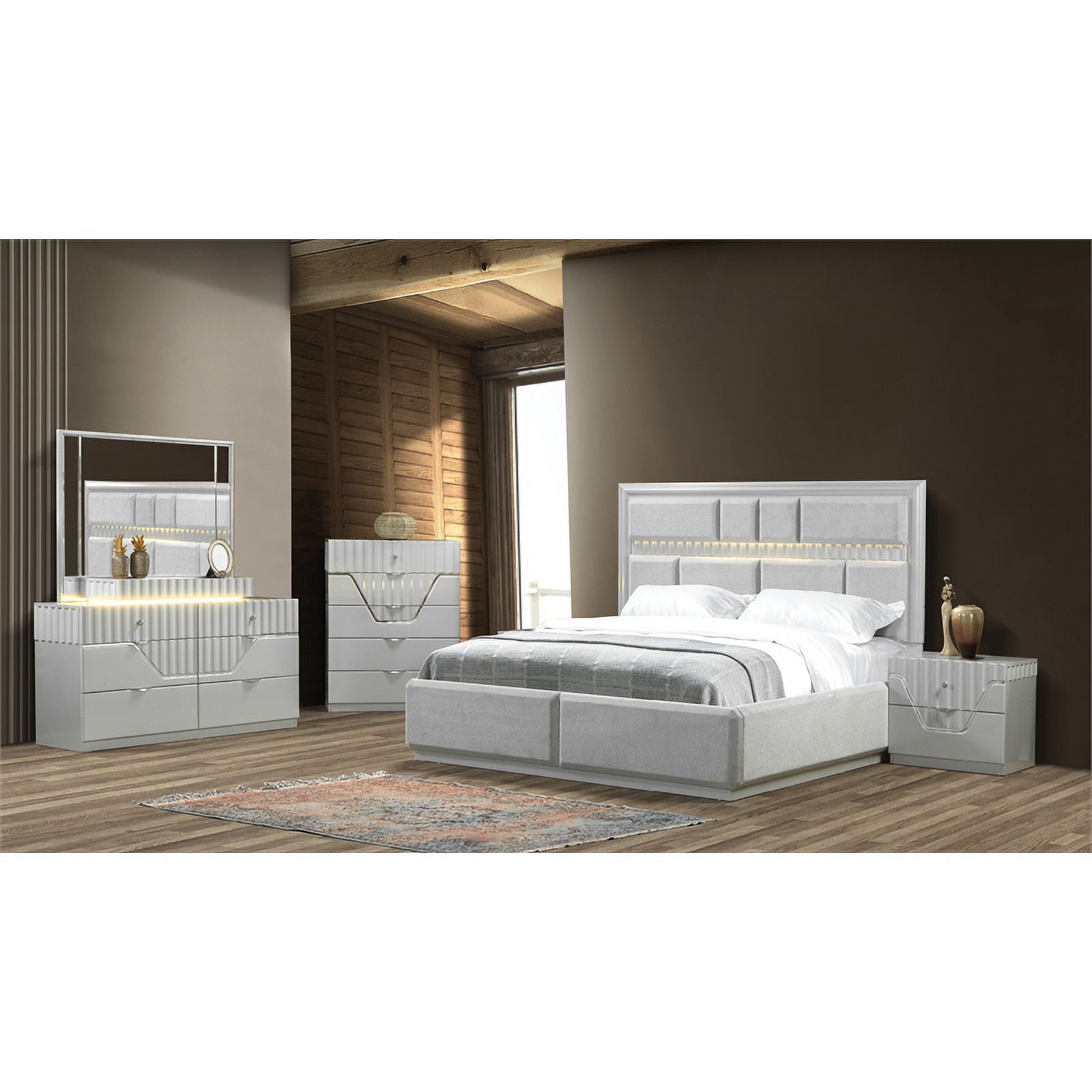 DaVinci Modern Style 2-Drawer Night stand Made with Wood in Gray