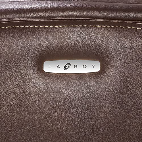 La-Z-Boy Delano Big & Tall Executive Office Chair, High Back Ergonomic Lumbar Support, Bonded Leather, Black with Weathered Gray Wood
